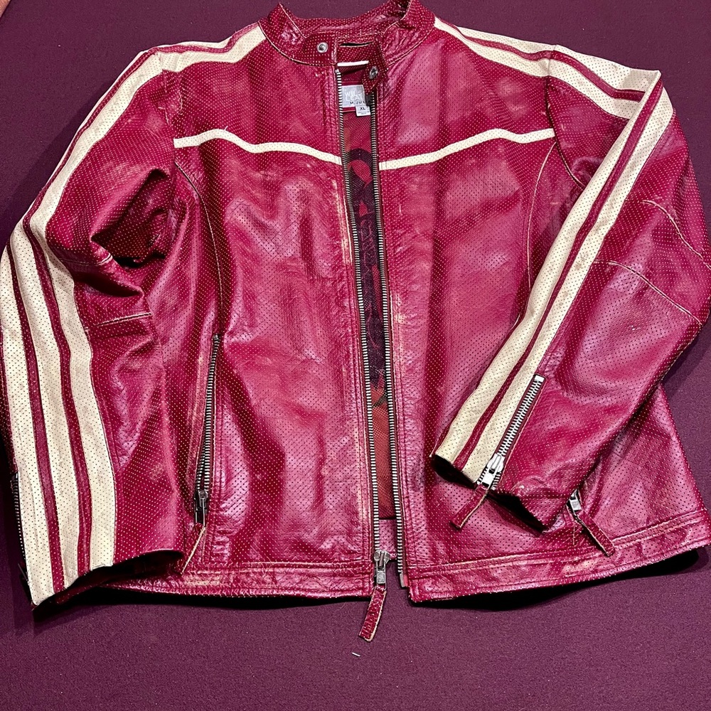COPY - Leather Mesh Biker /Moto Jacket sz XL